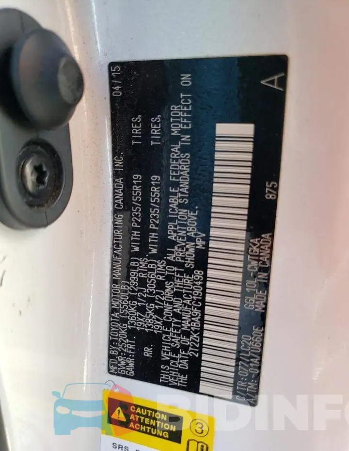 2T2ZK1BA9FC190498 Photo# 12