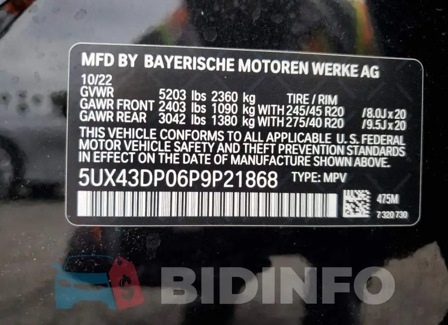 5UX43DP06P9P21868 Photo# 13