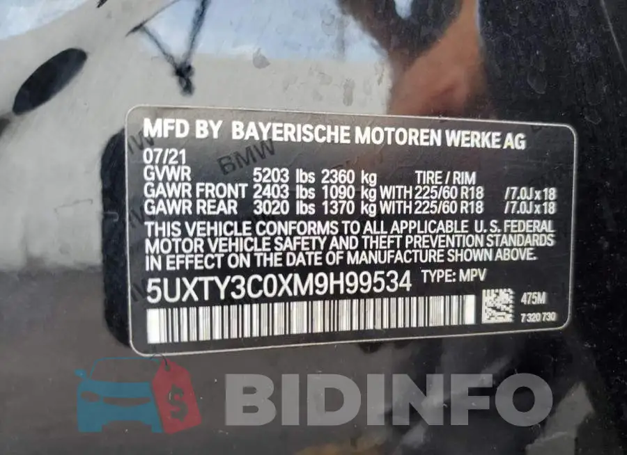 5UXTY3C0XM9H99534 Photo# 13