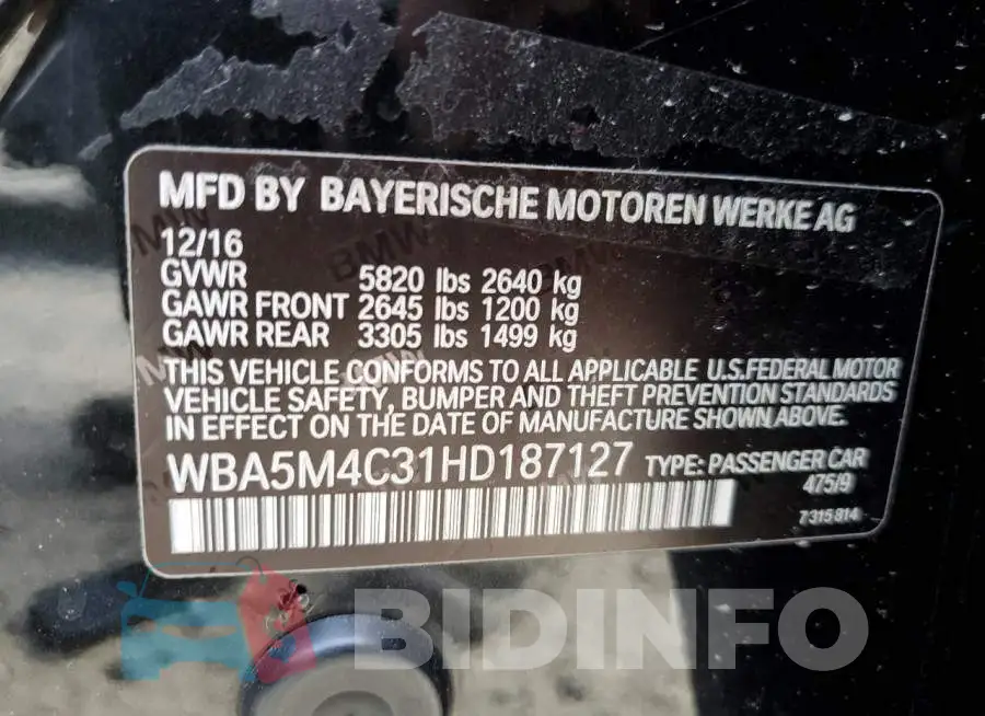 WBA5M4C31HD187127 Photo# 13