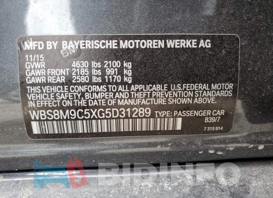 WBS8M9C5XG5D31289 Photo# 13
