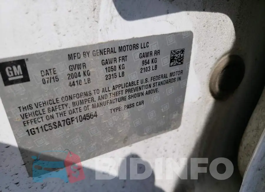 1G11C5SA7GF104564 Photo# 13
