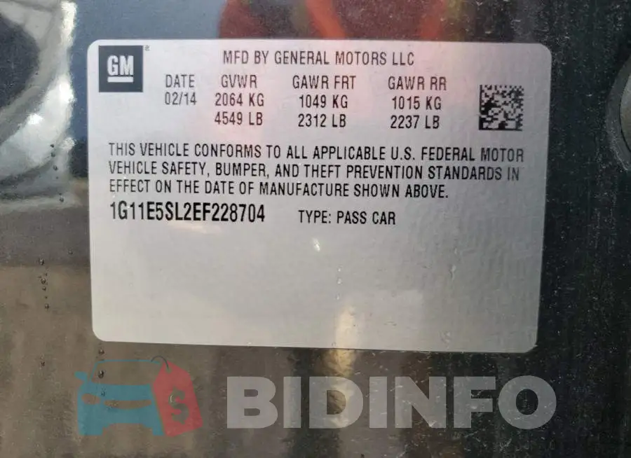 1G11E5SL2EF228704 Photo# 12