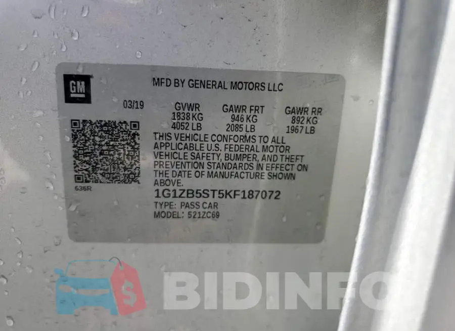 1G1ZB5ST5KF187072 Photo# 13