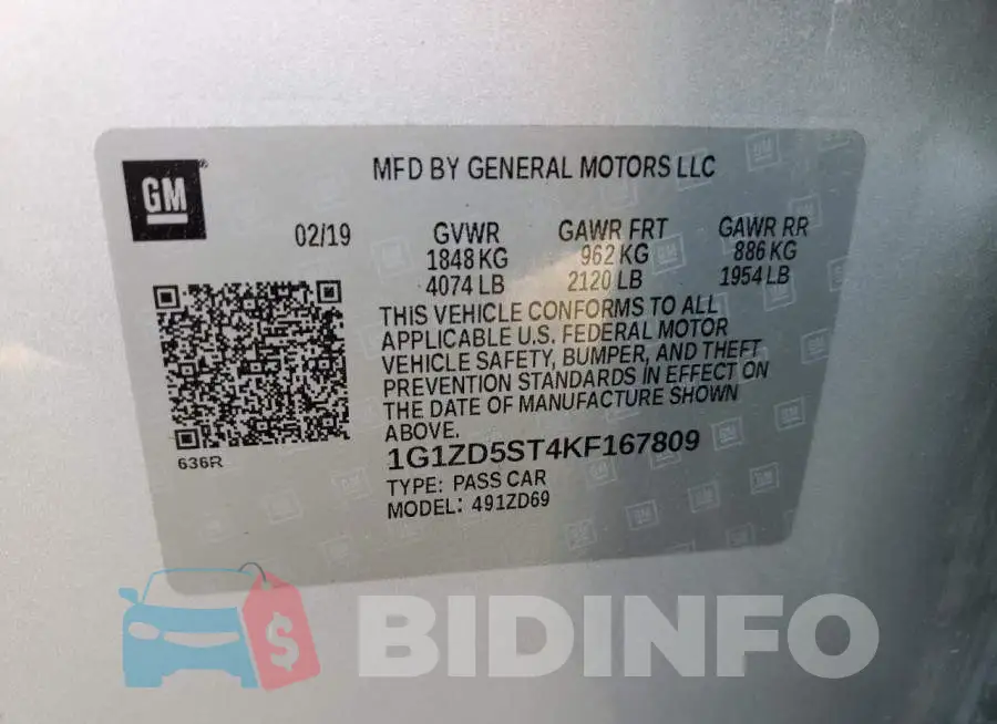 1G1ZD5ST4KF167809 Photo# 12