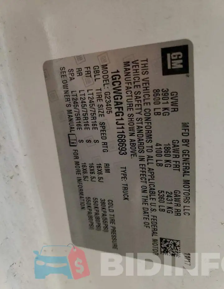 1GCWGAFG1J1168693 Photo# 12