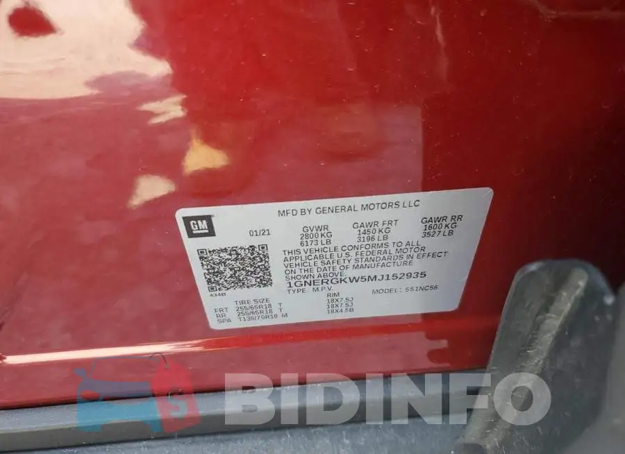 1GNERGKW5MJ152935 Photo# 13