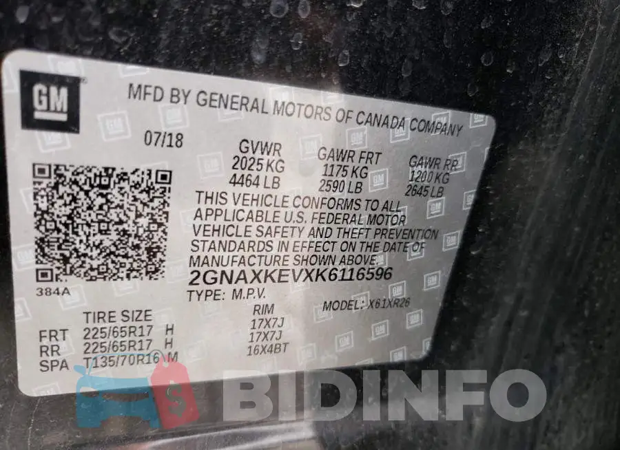 2GNAXKEVXK6116596 Photo# 13