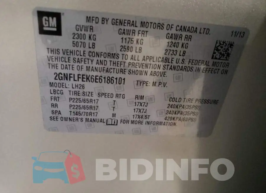 2GNFLFEK6E6186101 Photo# 12