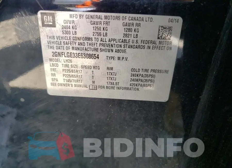 2GNFLGE33E6308654 Photo# 13