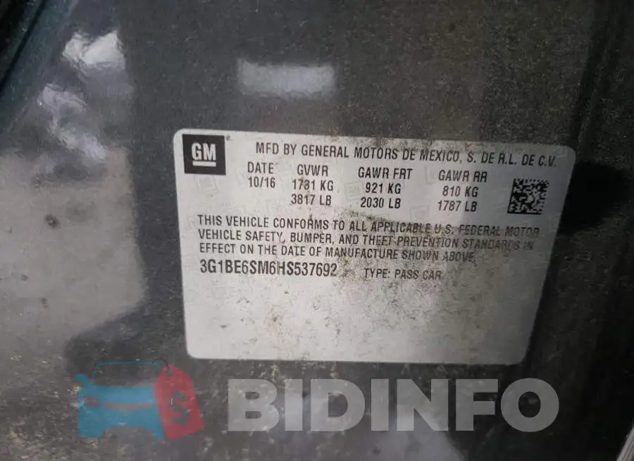 3G1BE6SM6HS537692 Photo# 12