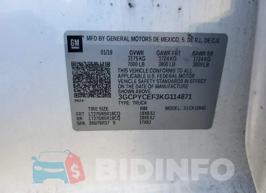 3GCPYCEF3KG114871 Photo# 12