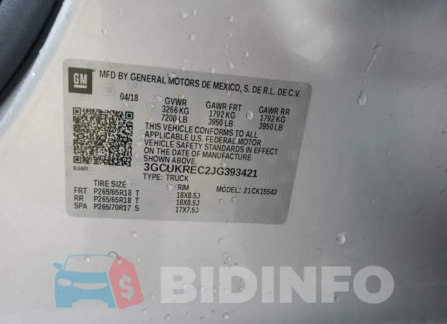3GCUKREC2JG393421 Photo# 12
