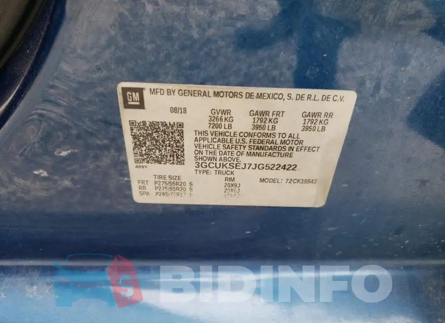 3GCUKSEJ7JG522422 Photo# 12