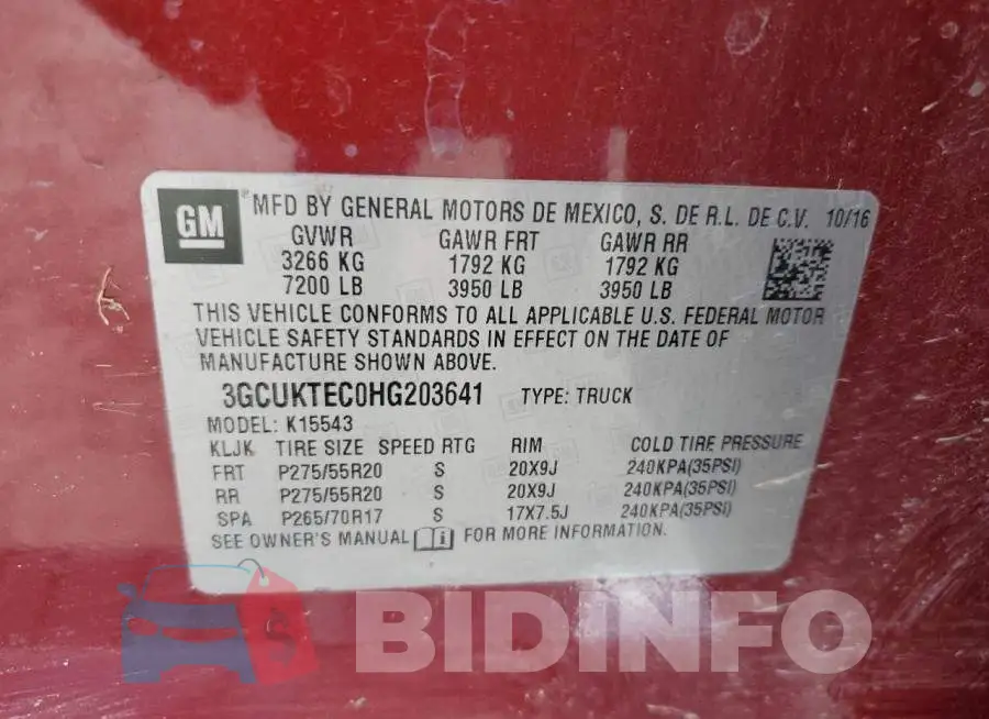 3GCUKTEC0HG203641 Photo# 12