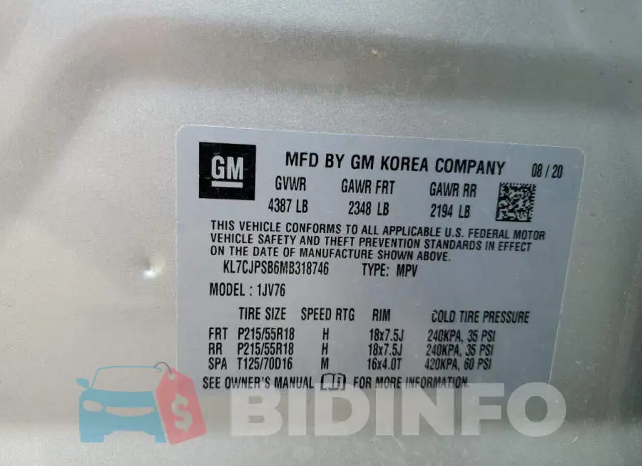 KL7CJPSB6MB318746 Photo# 13
