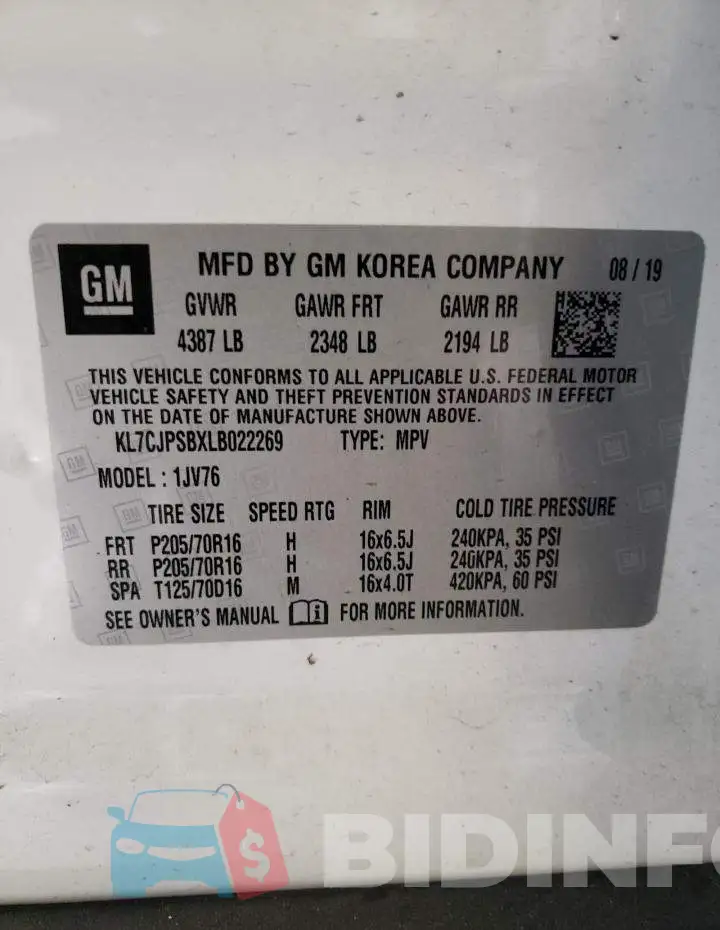 KL7CJPSBXLB022269 Photo# 13