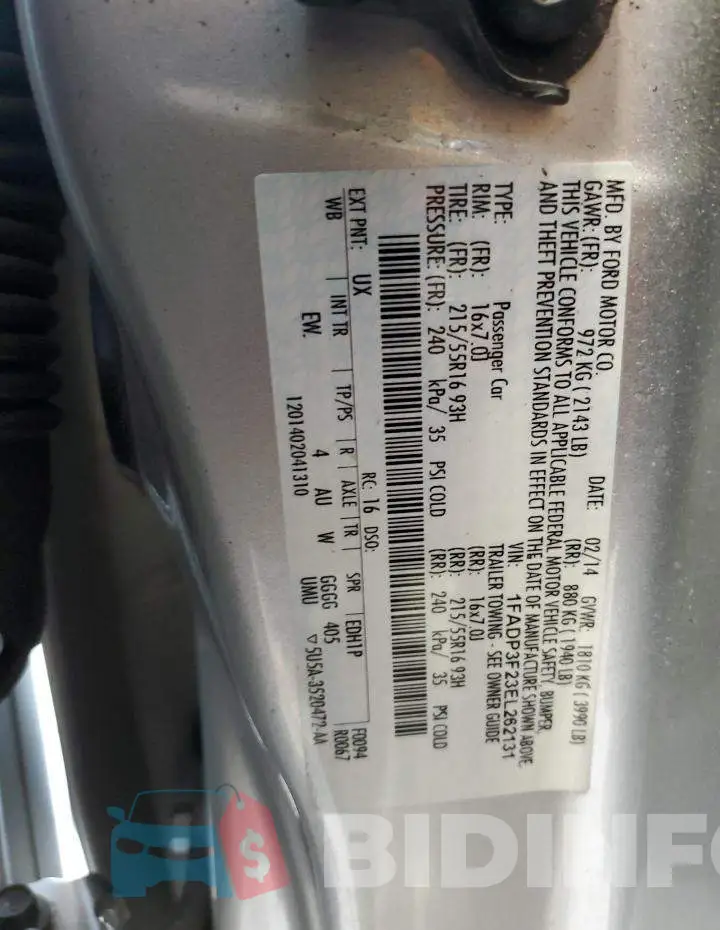 1FADP3F23EL262131 Photo# 12