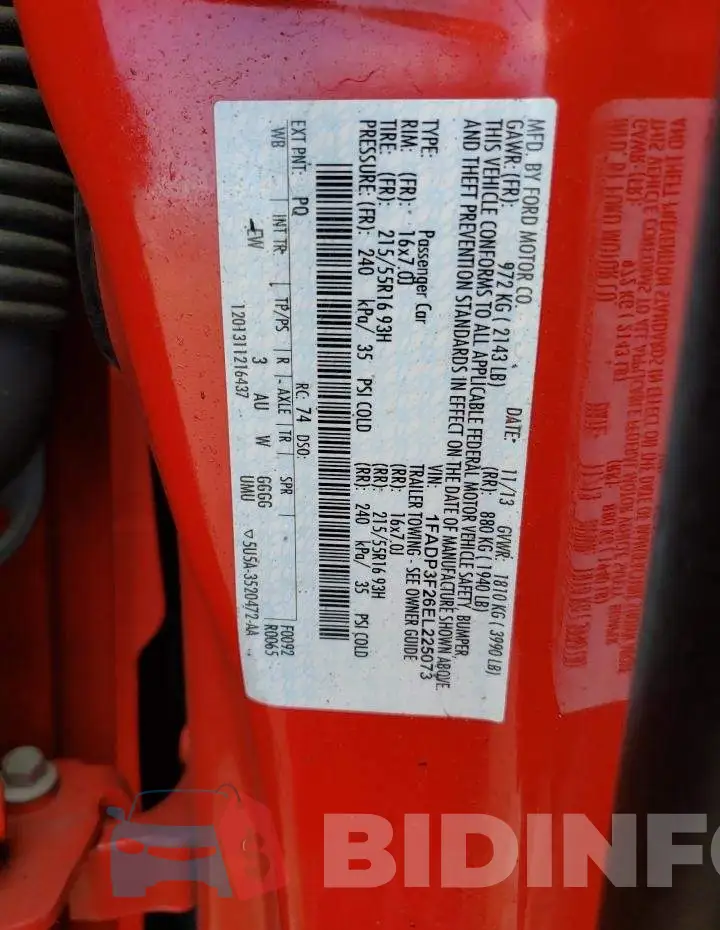 1FADP3F26EL225073 Photo# 12