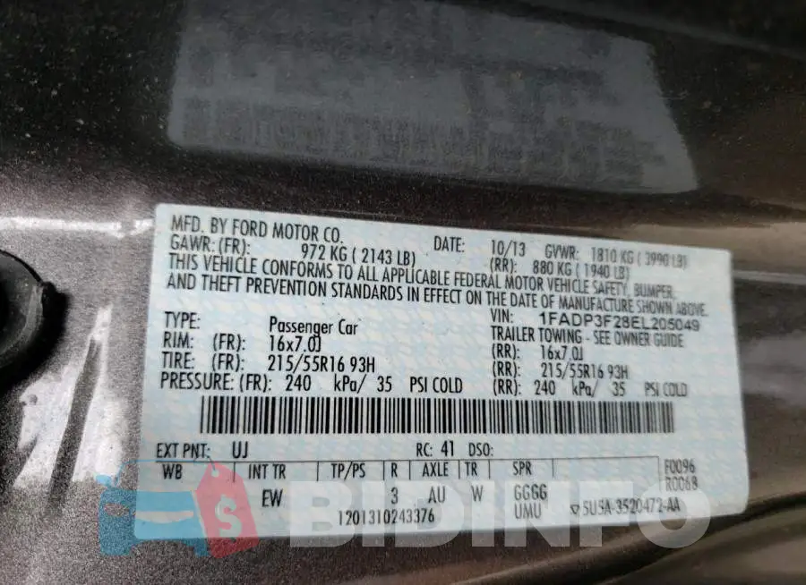 1FADP3F28EL205049 Photo# 13