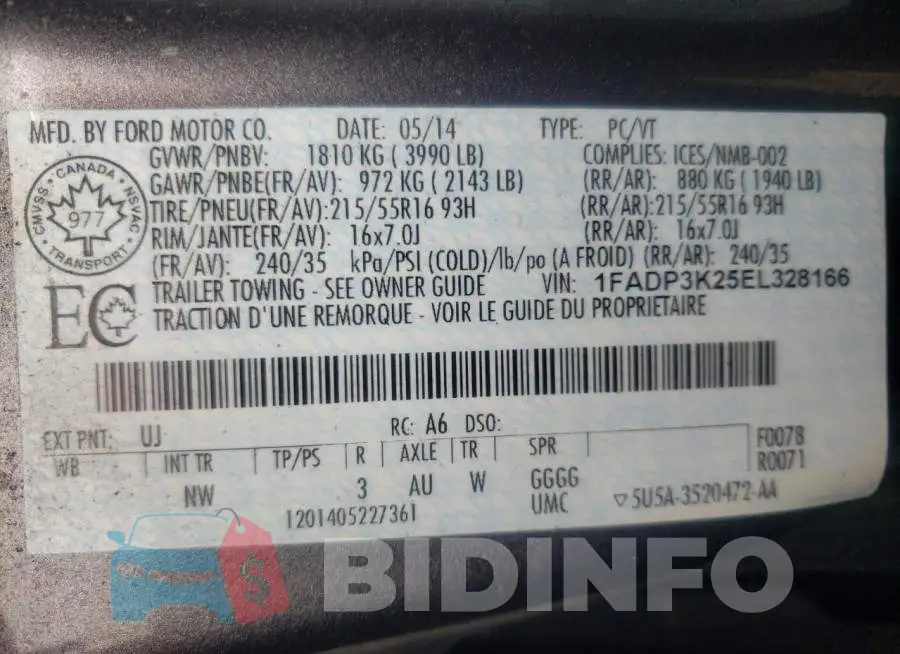 1FADP3K25EL328166 Photo# 12