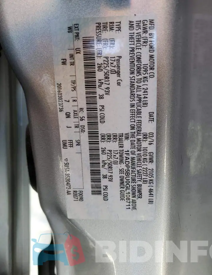 1FADP5BU0GL108711 Photo# 12