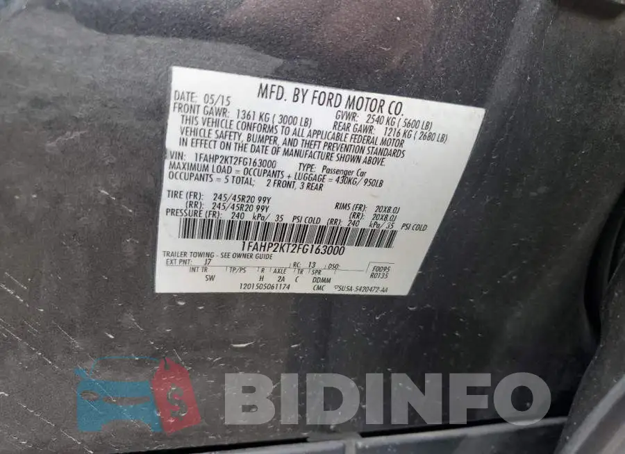 1FAHP2KT2FG163000 Photo# 12
