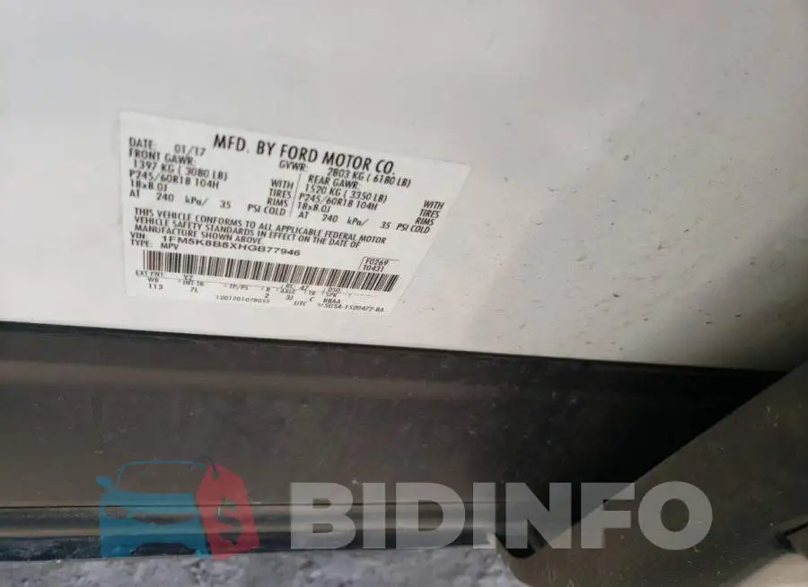 1FM5K8B8XHGB77946 Photo# 13