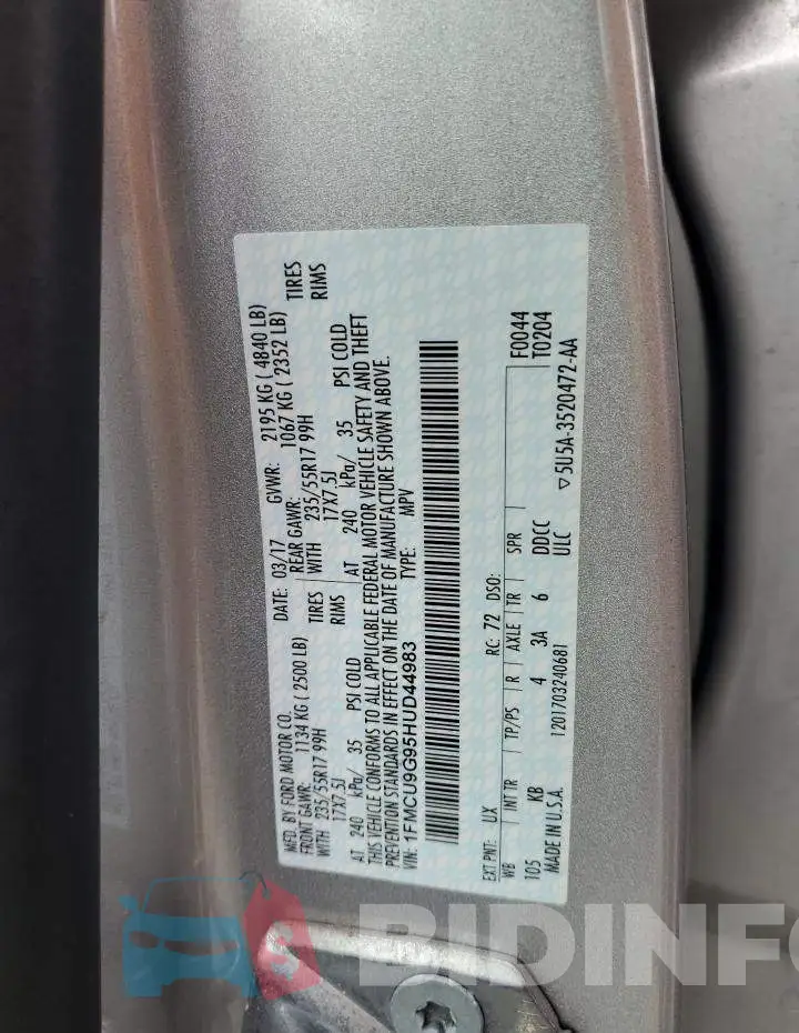 1FMCU9G95HUD44983 Photo# 13