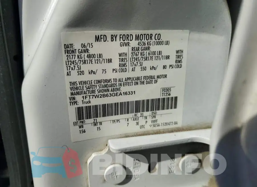 1FT7W2B63GEA16331 Photo# 12