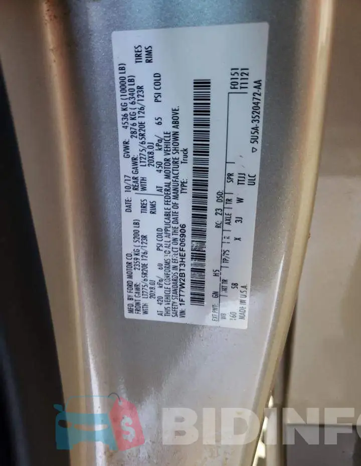 1FT7W2BT3HEF06906 Photo# 12
