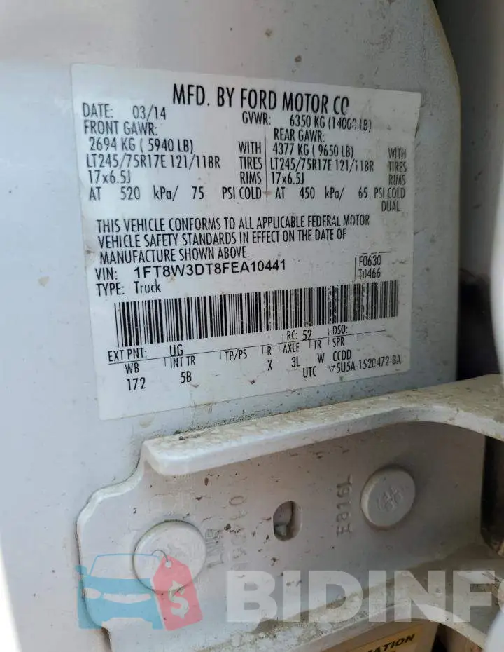 1FT8W3DT8FEA10441 Photo# 13