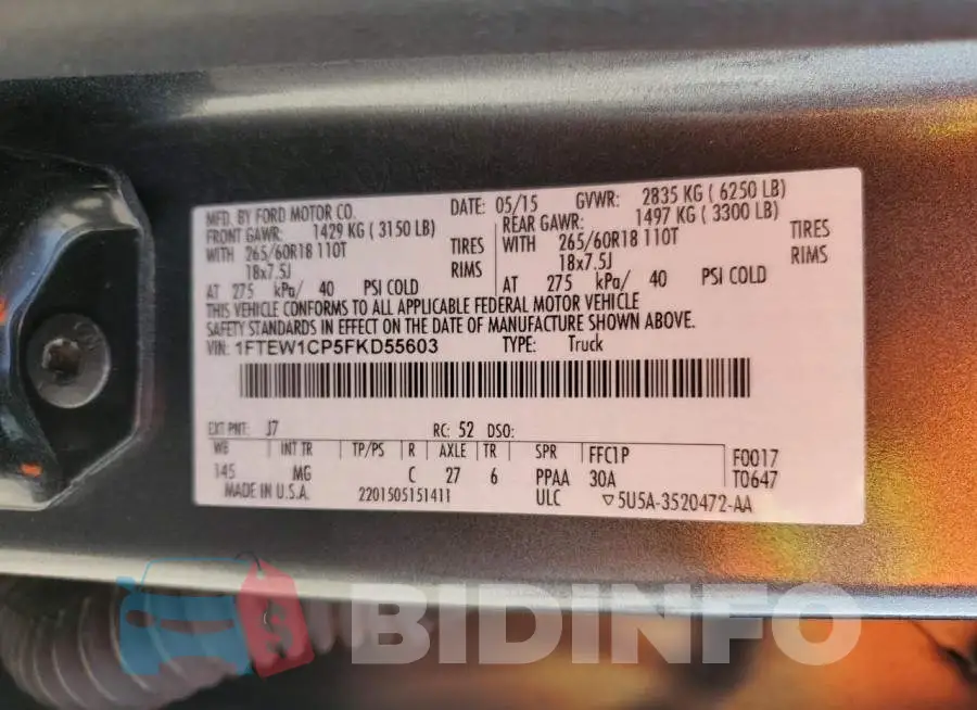 1FTEW1CP5FKD55603 Photo# 13