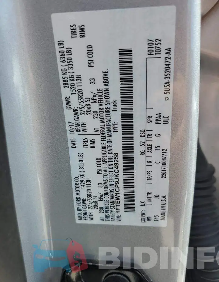 1FTEW1CP9JKC49258 Photo# 12