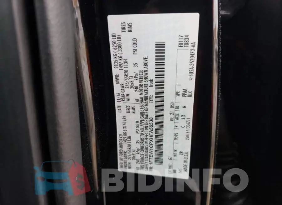 1FTEW1CPXHFA56538 Photo# 12