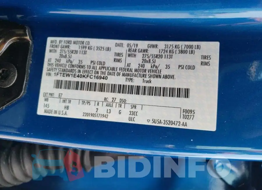 1FTEW1E40KFC16940 Photo# 13
