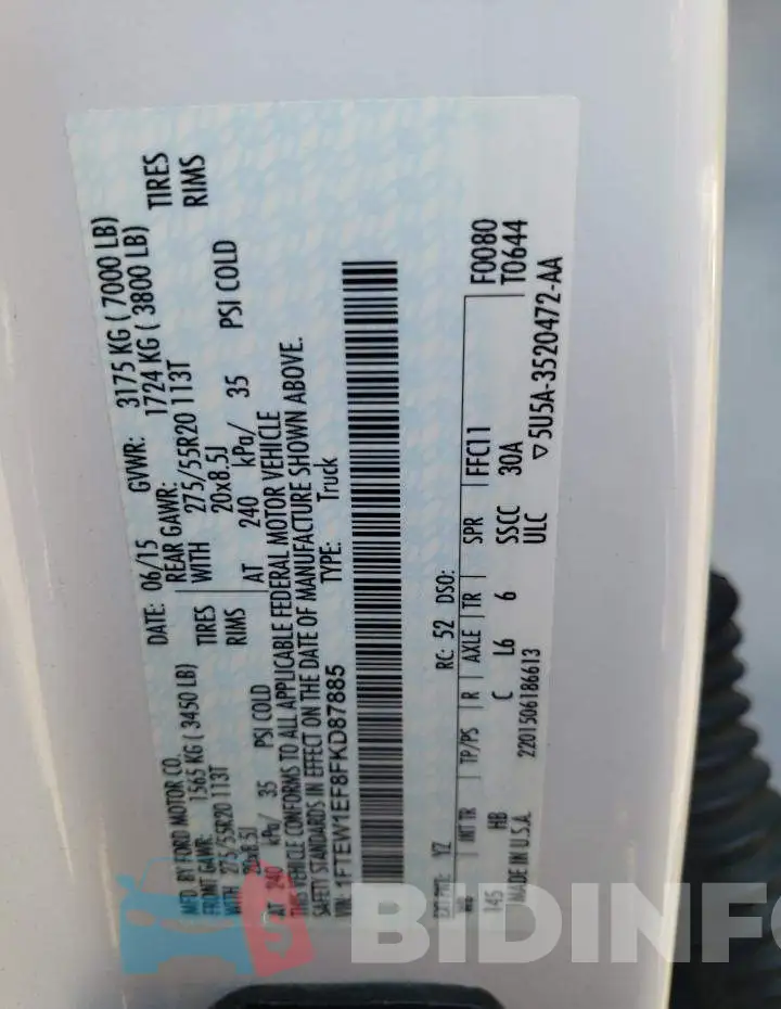 1FTEW1EF8FKD87885 Photo# 13