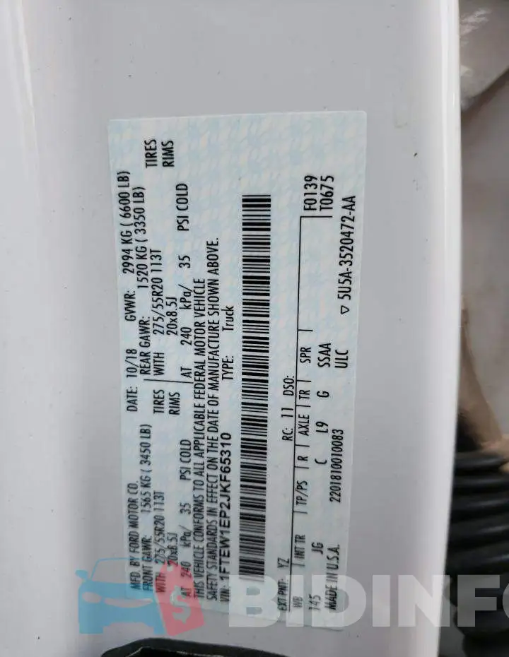 1FTEW1EP2JKF65310 Photo# 12