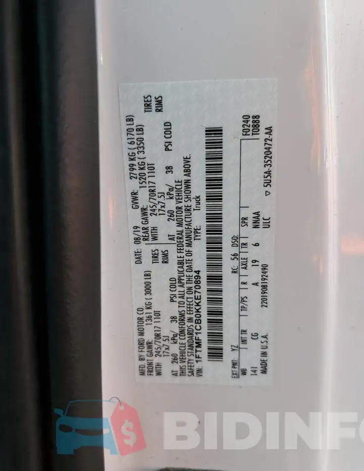 1FTMF1CB0KKE70894 Photo# 12