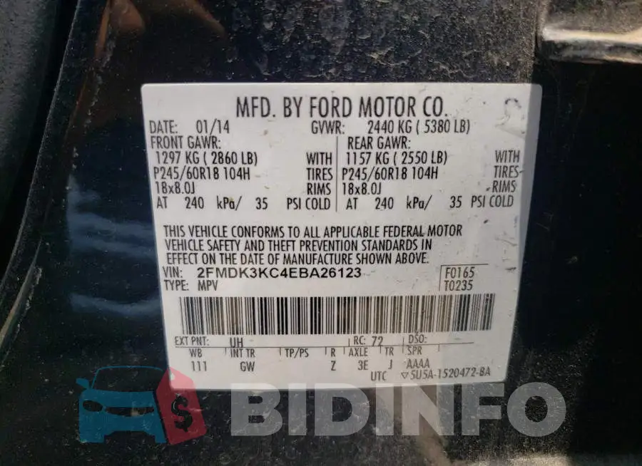 2FMDK3KC4EBA26123 Photo# 13