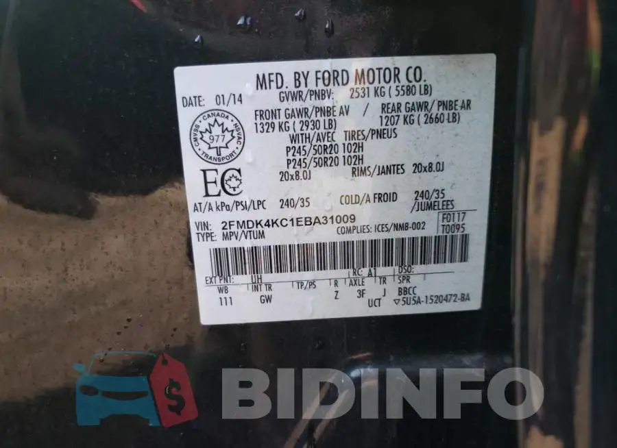 2FMDK4KC1EBA31009 Photo# 13