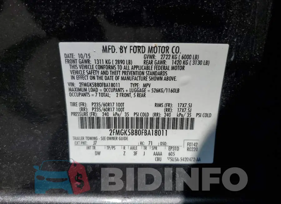 2FMGK5B80FBA18011 Photo# 13