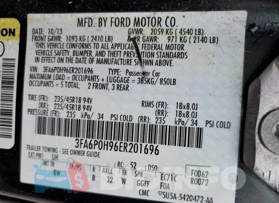 3FA6P0H96ER201696 Photo# 12