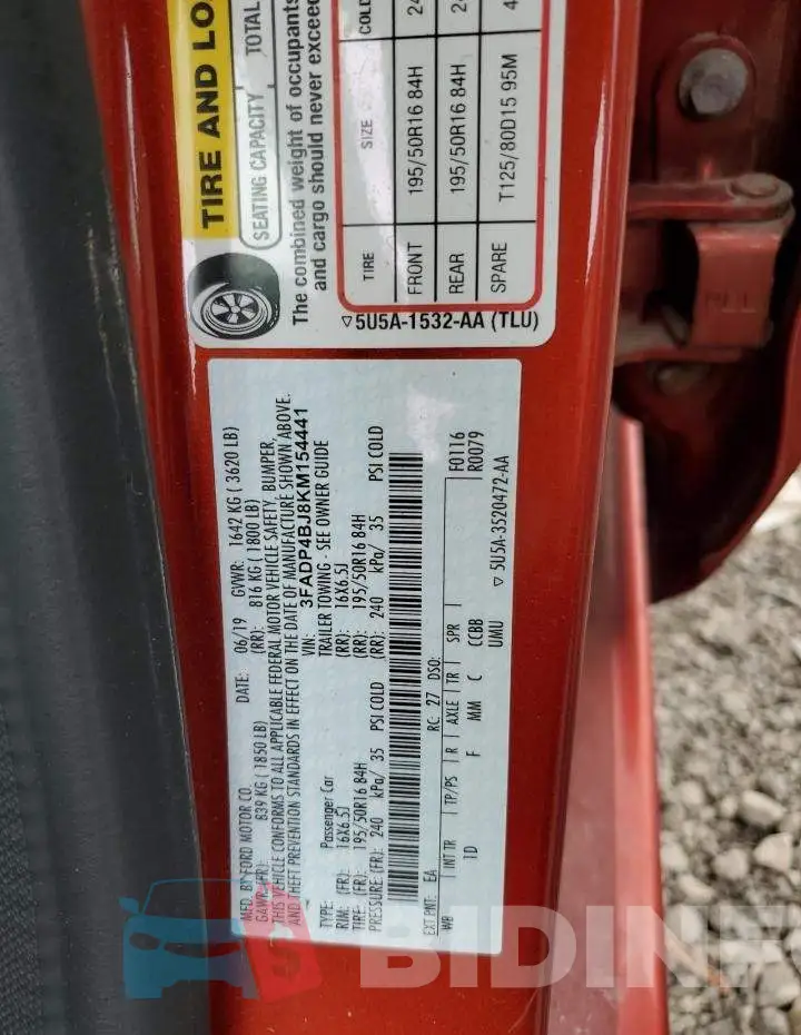 3FADP4BJ8KM154441 Photo# 13