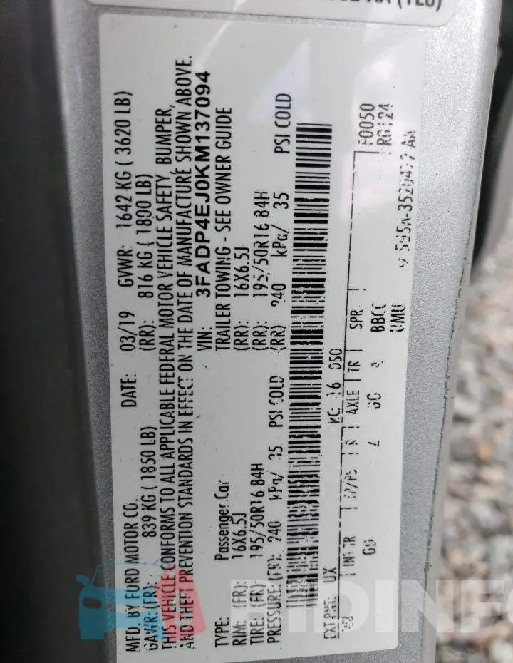 3FADP4EJ0KM137094 Photo# 13