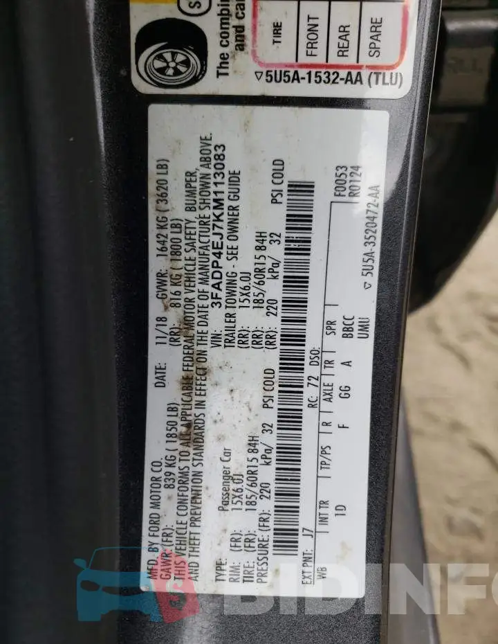 3FADP4EJ7KM113083 Photo# 12