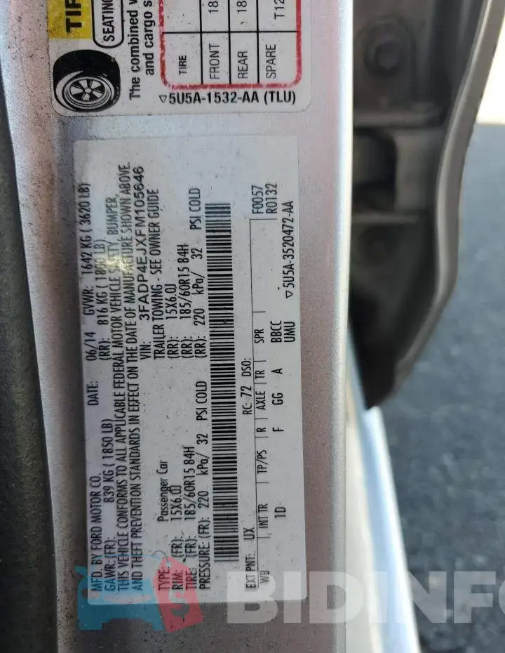 3FADP4EJXFM105646 Photo# 12