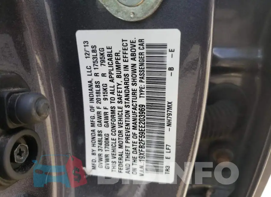 19XFB2F59EE203969 Photo# 12