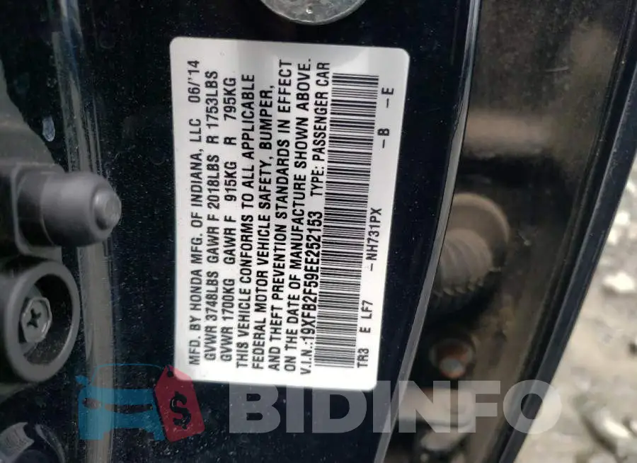19XFB2F59EE252153 Photo# 12