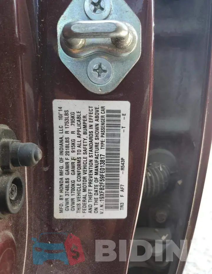 19XFB2F59FE013817 Photo# 12